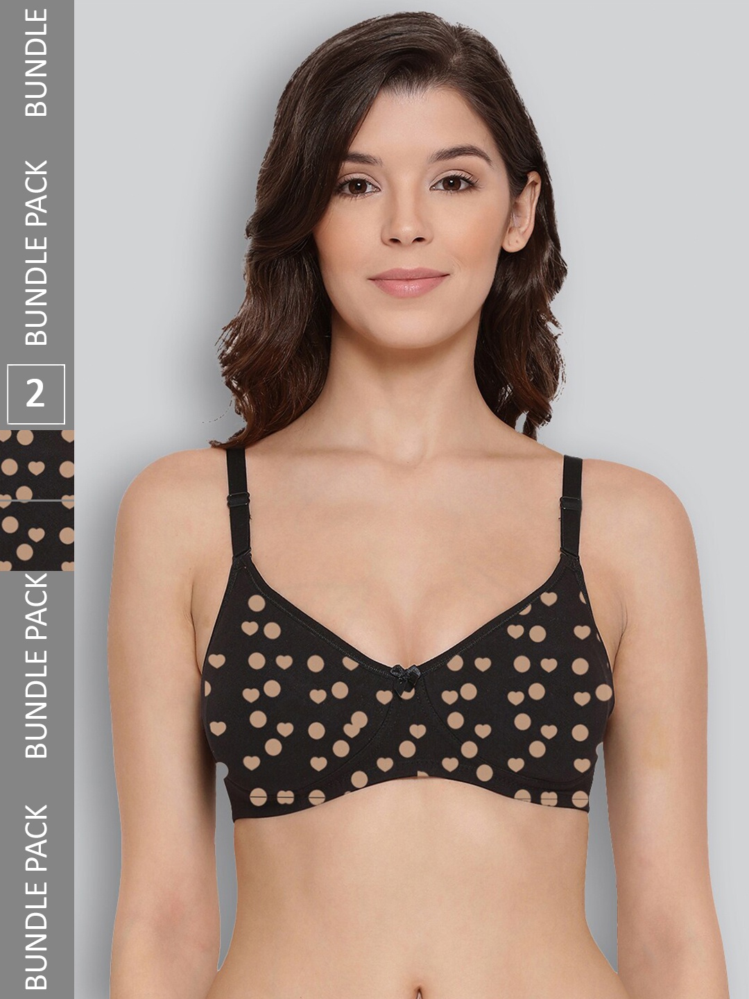 LYRA Pack Of 2 Printed Combed Cotton Wirefree Secret Support Bra with Detachable Strap, Black
LYRA Pack Of 2 Printed Combed Cotton Wirefree Secret Support Bra with Detachable Strap, Black