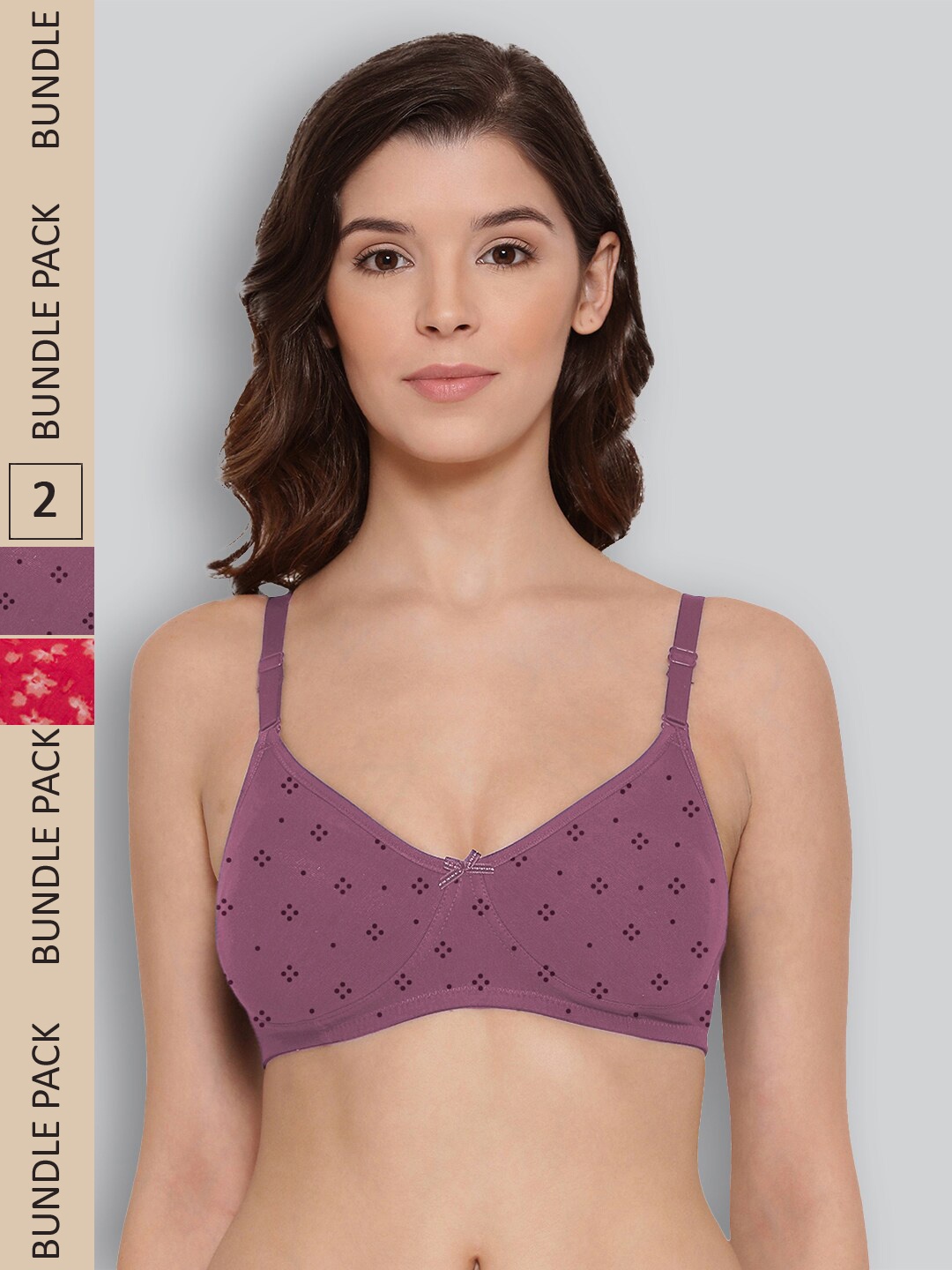 LYRA Pack Of 2 Graphic Printed Non-Padded Seamless Underwired Pure Cotton T-shirt Bra, Purple
LYRA Pack Of 2 Graphic Printed Non-Padded Seamless Underwired Pure Cotton T-shirt Bra, Purple