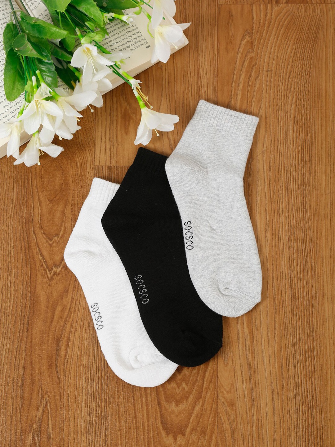 LOUIS STITCH Men Pack Of 3 Patterned Ankle-Length Socks, White