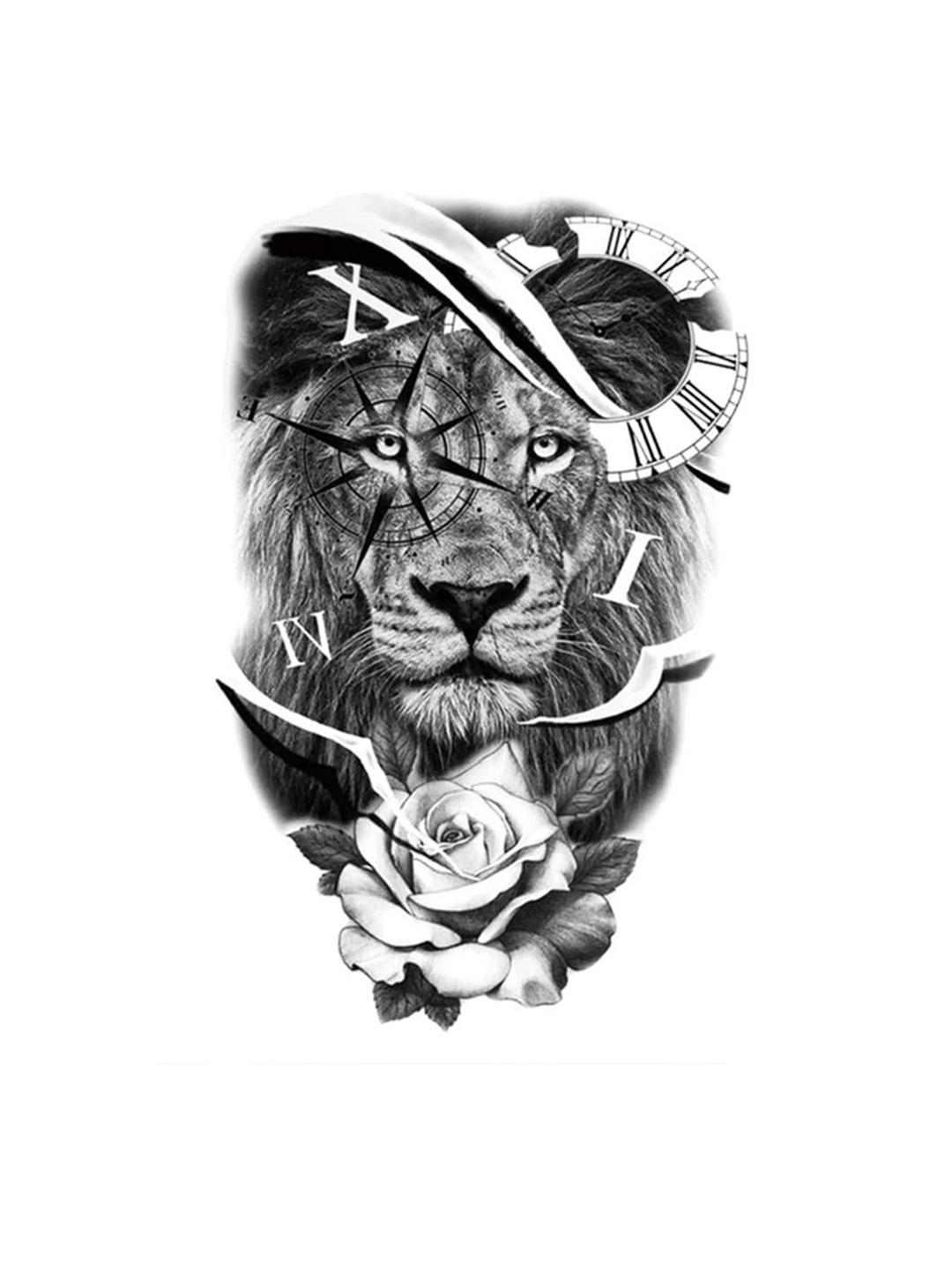 S.A.V.I. Lion Face with Rose Clock Designed Waterproof Temporary Tattoo Stickers, Black
S.A.V.I. Lion Face with Rose Clock Designed Waterproof Temporary Tattoo Stickers, Black