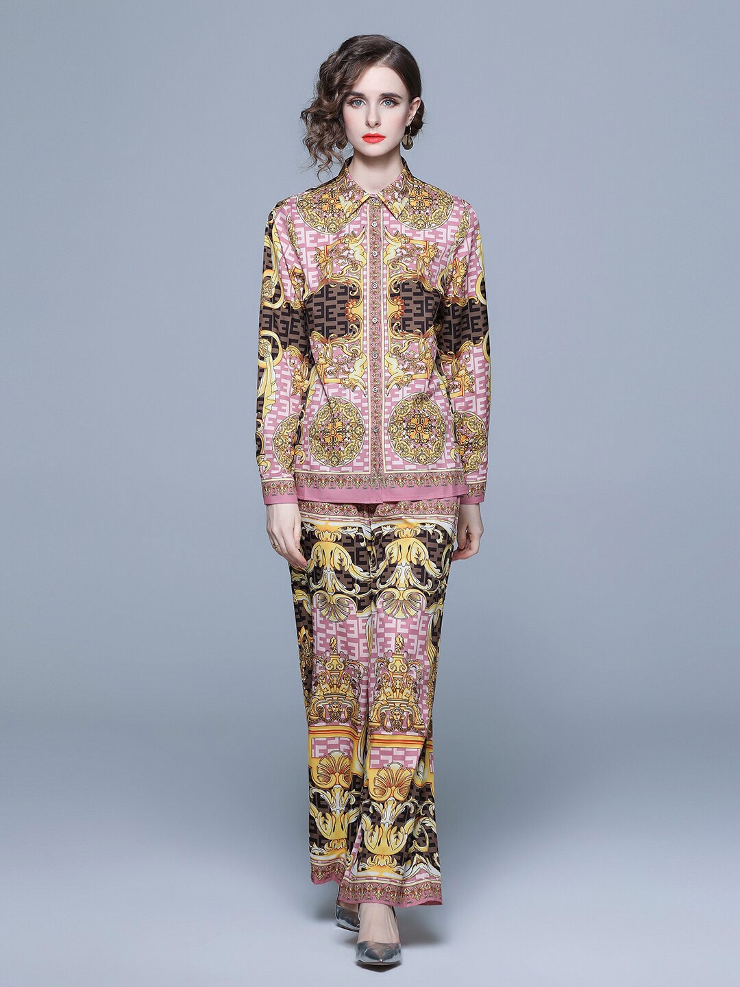 JC Collection Printed Spread Collar Long Sleeves Shirt with Trousers Co-Ords, Pink
JC Collection Printed Spread Collar Long Sleeves Shirt with Trousers Co-Ords, Pink