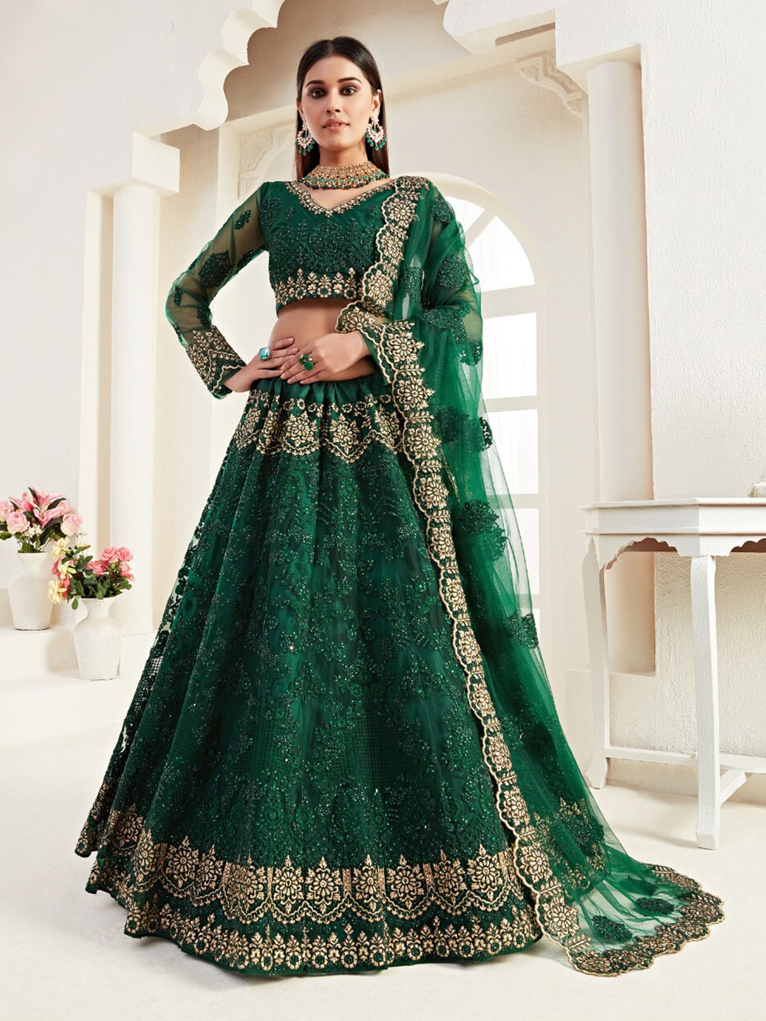 Angroop Embellished Sequinned Semi-Stitched Lehenga & Unstitched Blouse With Dupatta, Green
Angroop Embellished Sequinned Semi-Stitched Lehenga & Unstitched Blouse With Dupatta, Green