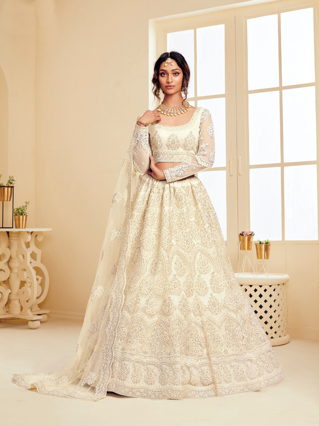 Angroop Embroidered Thread Work Semi-Stitched Lehenga & Unstitched Blouse With, Cream
Angroop Embroidered Thread Work Semi-Stitched Lehenga & Unstitched Blouse With, Cream