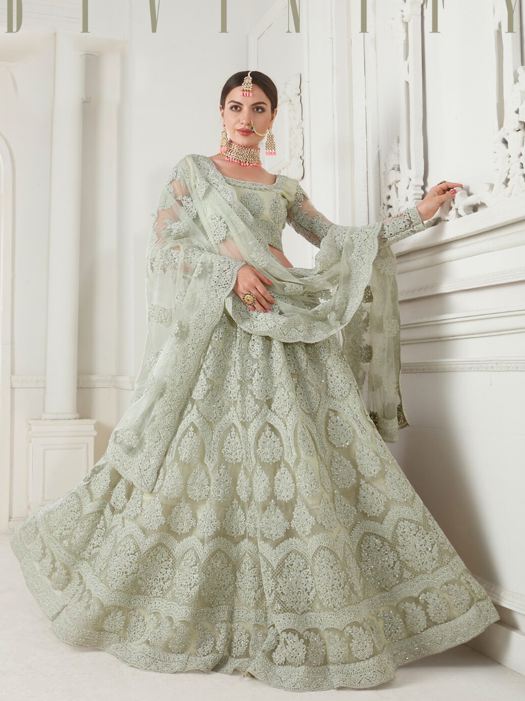 Angroop Embroidered Thread Work Semi-Stitched Lehenga & Unstitched Blouse With Dupatta, Sea green
Angroop Embroidered Thread Work Semi-Stitched Lehenga & Unstitched Blouse With Dupatta, Sea green