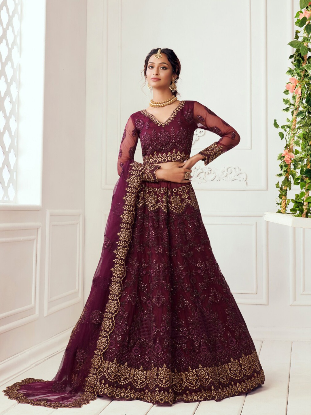 Angroop Embroidered Thread Work Semi-Stitched Lehenga & Unstitched Blouse With Dupatta, Magenta
Angroop Embroidered Thread Work Semi-Stitched Lehenga & Unstitched Blouse With Dupatta, Magenta