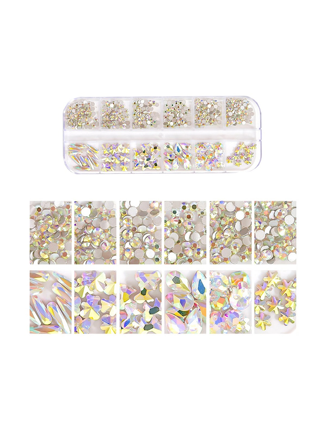 S.A.V.I. 12 Grids Nail Art AB Color Flat Bottom Rhinestones Decorations Mix Palette DIY Nail Art, Multi
S.A.V.I. 12 Grids Nail Art AB Color Flat Bottom Rhinestones Decorations Mix Palette DIY Nail Art, Multi