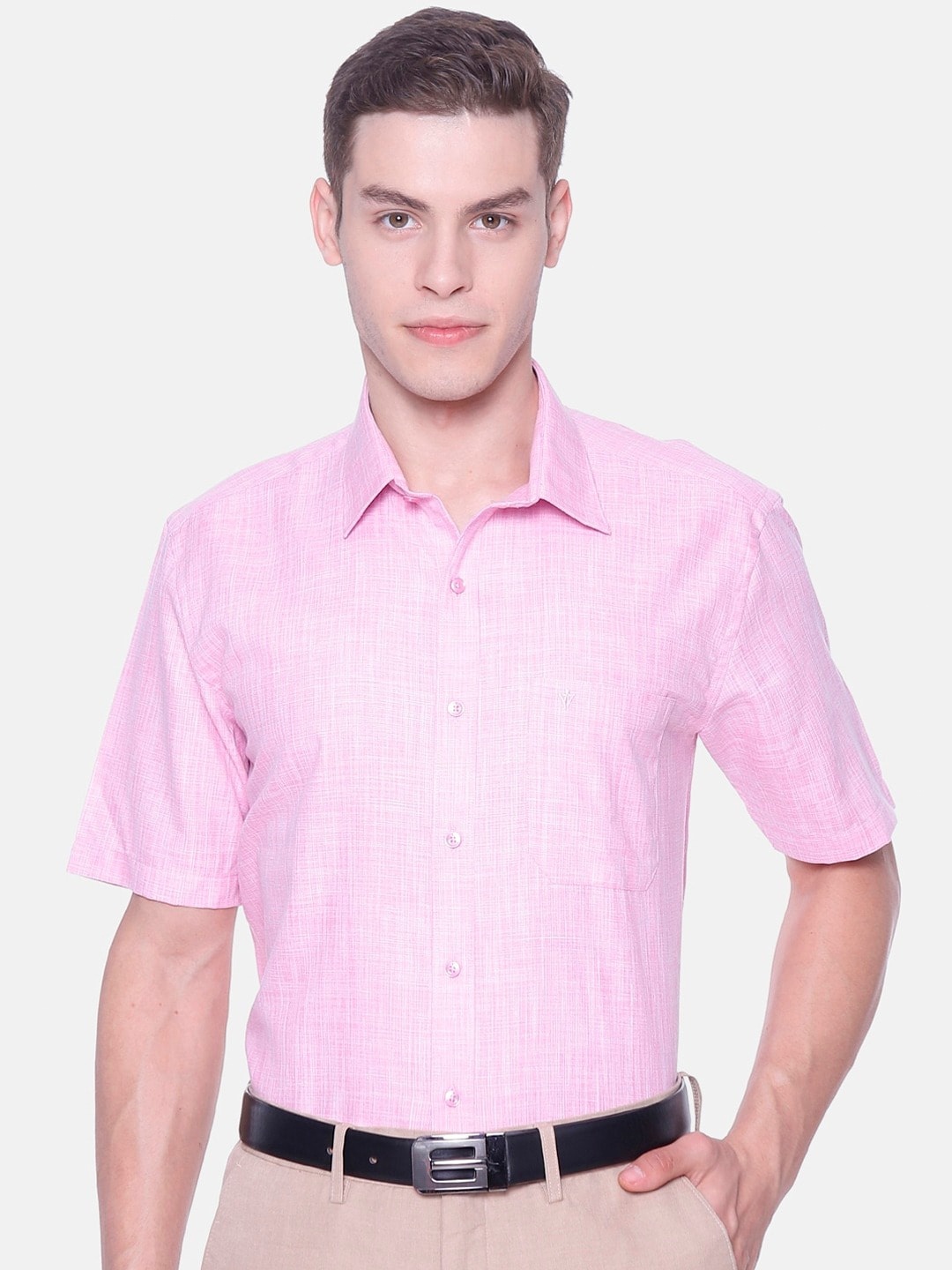Ramraj Tailored Fit Pure Cotton Formal Shirt, Pink
