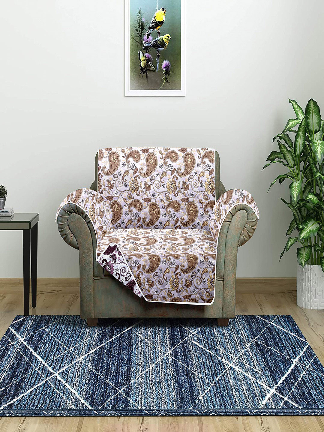 Cortina White & Brown Ethnic Motif Printed 1-Seater Reversible Sofa Cover With Arm Rest
Cortina White & Brown Ethnic Motif Printed 1-Seater Reversible Sofa Cover With Arm Rest