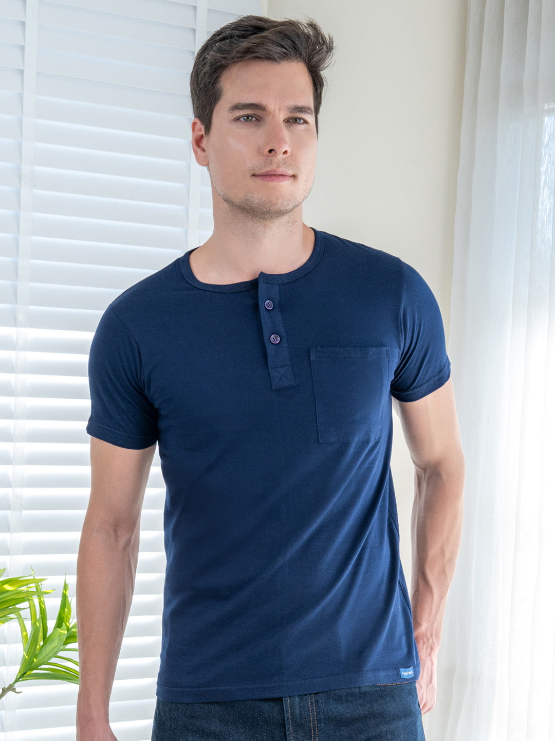Lux Cozi Henley Neck Cotton Slim Fit T-shirt, Navy blue
Lux Cozi Henley Neck Cotton Slim Fit T-shirt, Navy blue