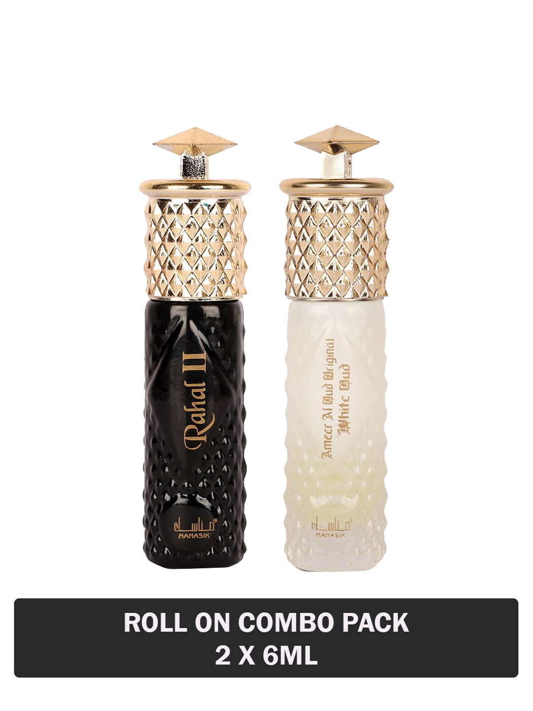 MANASIK Set of 2 Long Lasting Attars 6ml Each-Rahal II & Ameer Al Oud Original White Oud, Black
MANASIK Set of 2 Long Lasting Attars 6ml Each-Rahal II & Ameer Al Oud Original White Oud, Black