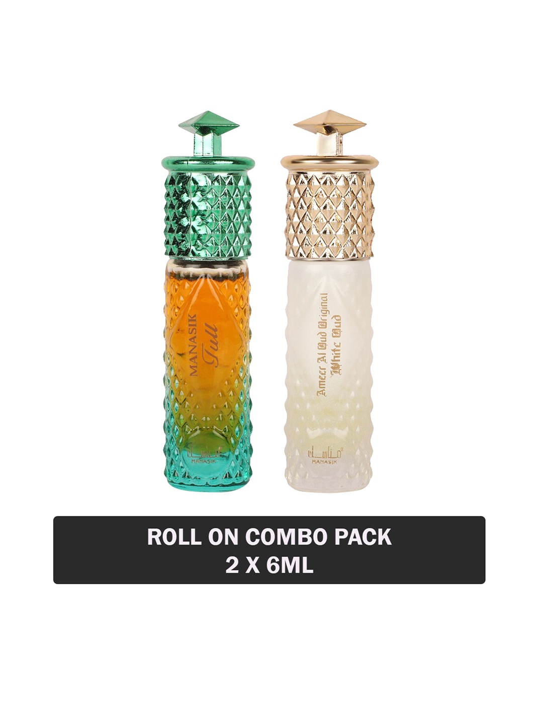 MANASIK Set of 2 Long Lasting Attars 6 ml Each - Full & Ameer Al Oud Original White, Transparent
MANASIK Set of 2 Long Lasting Attars 6 ml Each - Full & Ameer Al Oud Original White, Transparent
