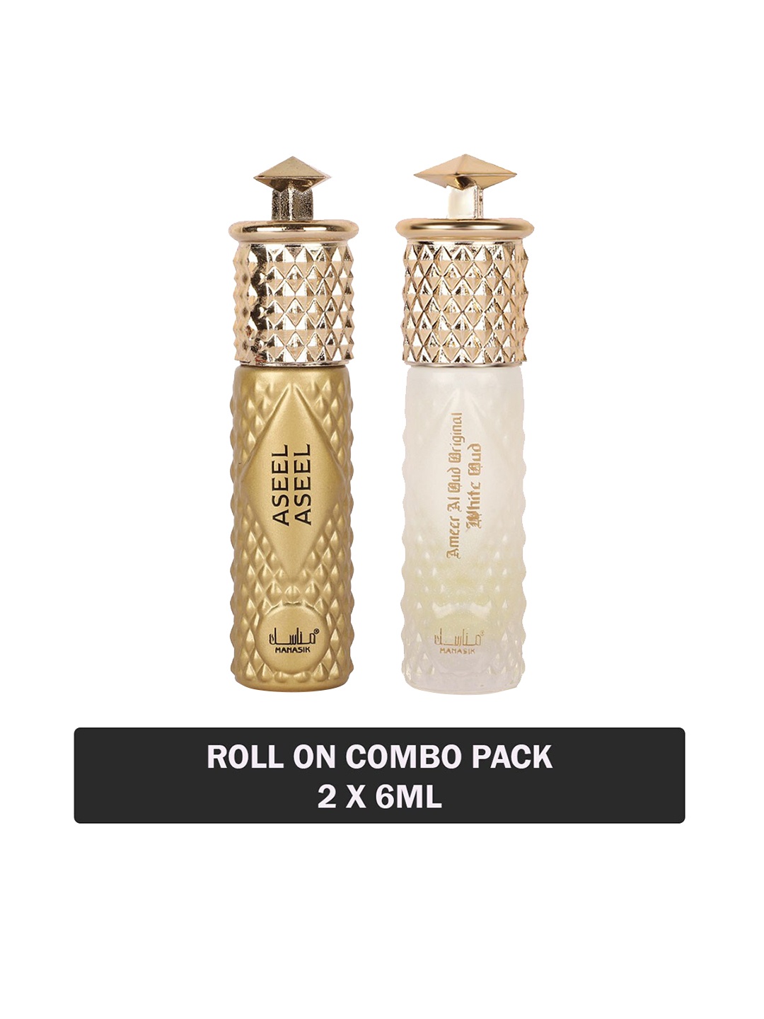 MANASIK Men Set of 2 Long Lasting Attar 6ml Each-Aseel Aseel & Ameer Al Oud Original White, Gold
MANASIK Men Set of 2 Long Lasting Attar 6ml Each-Aseel Aseel & Ameer Al Oud Original White, Gold