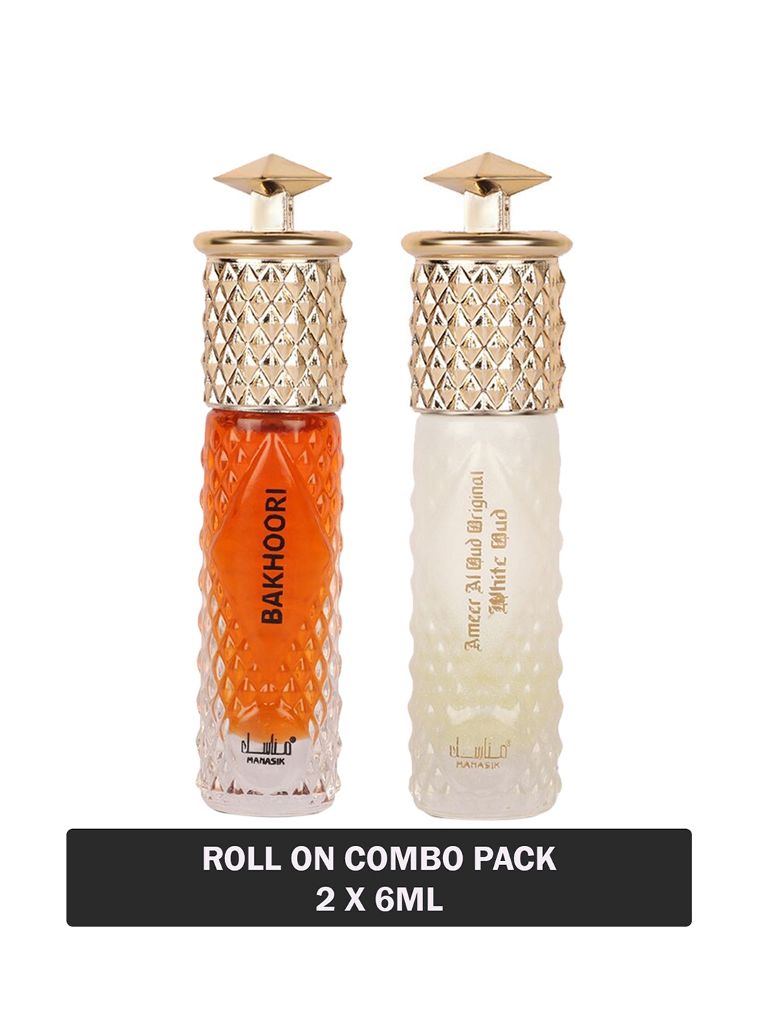 MANASIK Set Of 2 Ameer Al Oud Original White Oud & Bakhoori Attar - 6 ml Each, Transparent
MANASIK Set Of 2 Ameer Al Oud Original White Oud & Bakhoori Attar - 6 ml Each, Transparent