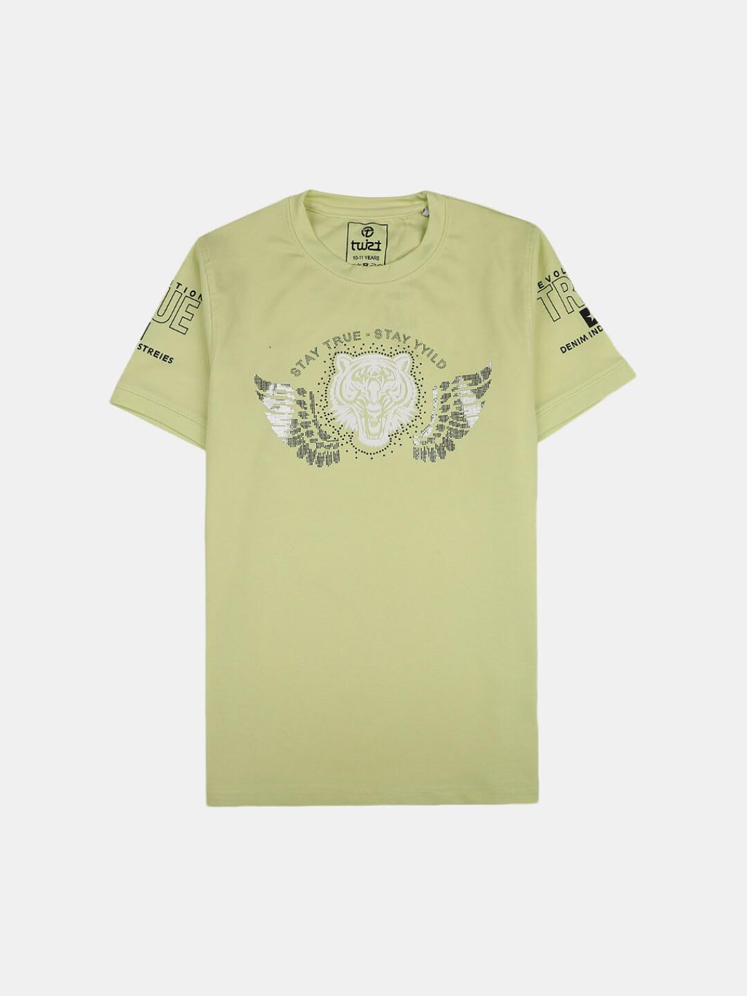 V-Mart Boys Printed Regular Fit Cotton T-shirt, Olive
