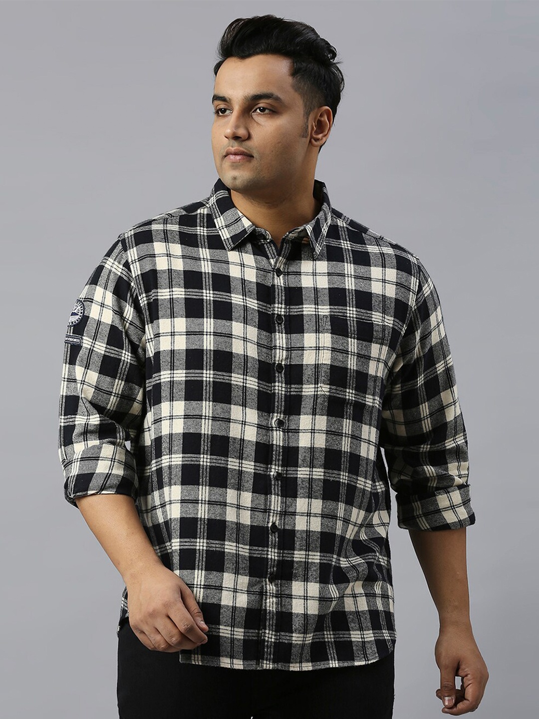 Freeform by High Star Plus Size Checked Spread Collar Pure Cotton Slim Fit Casual Shirt, Black
Freeform by High Star Plus Size Checked Spread Collar Pure Cotton Slim Fit Casual Shirt, Black