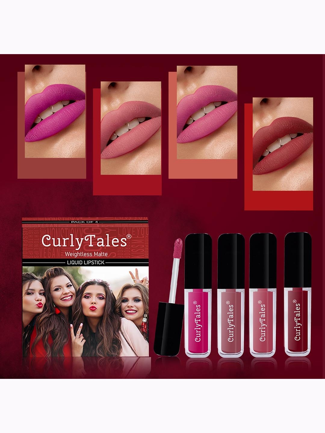 CurlyTales Set Of 4 Weightless Matte & Long Lasting Liquid Lipsticks - 3 ml Each, Nude
CurlyTales Set Of 4 Weightless Matte & Long Lasting Liquid Lipsticks - 3 ml Each, Nude
