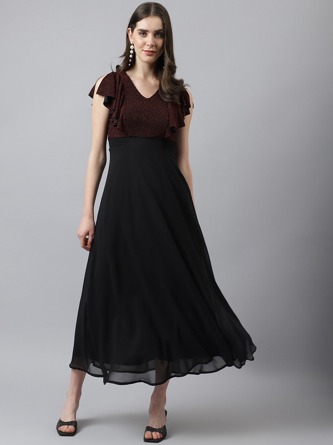 Latin Quarters Self Design Sparkly Detail Slit Sleeves Fit & Flare Midi Dress, Maroon
Latin Quarters Self Design Sparkly Detail Slit Sleeves Fit & Flare Midi Dress, Maroon