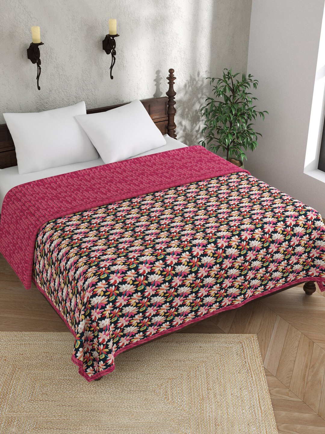 EverHOME Pink & Blue Floral Embroidered Reversible 120 GSM Pure Cotton Double Bed Dohar
EverHOME Pink & Blue Floral Embroidered Reversible 120 GSM Pure Cotton Double Bed Dohar