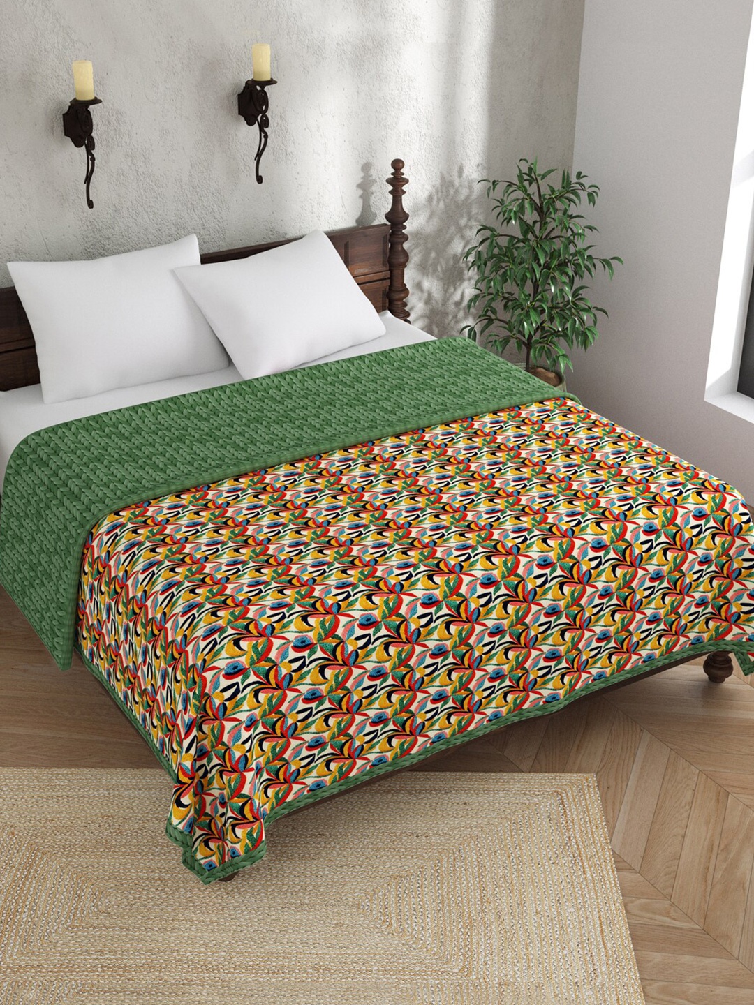 EverHOME Green & Yellow Floral Embroidered Reversible 120 GSM Pure Cotton Double Bed Dohar
EverHOME Green & Yellow Floral Embroidered Reversible 120 GSM Pure Cotton Double Bed Dohar