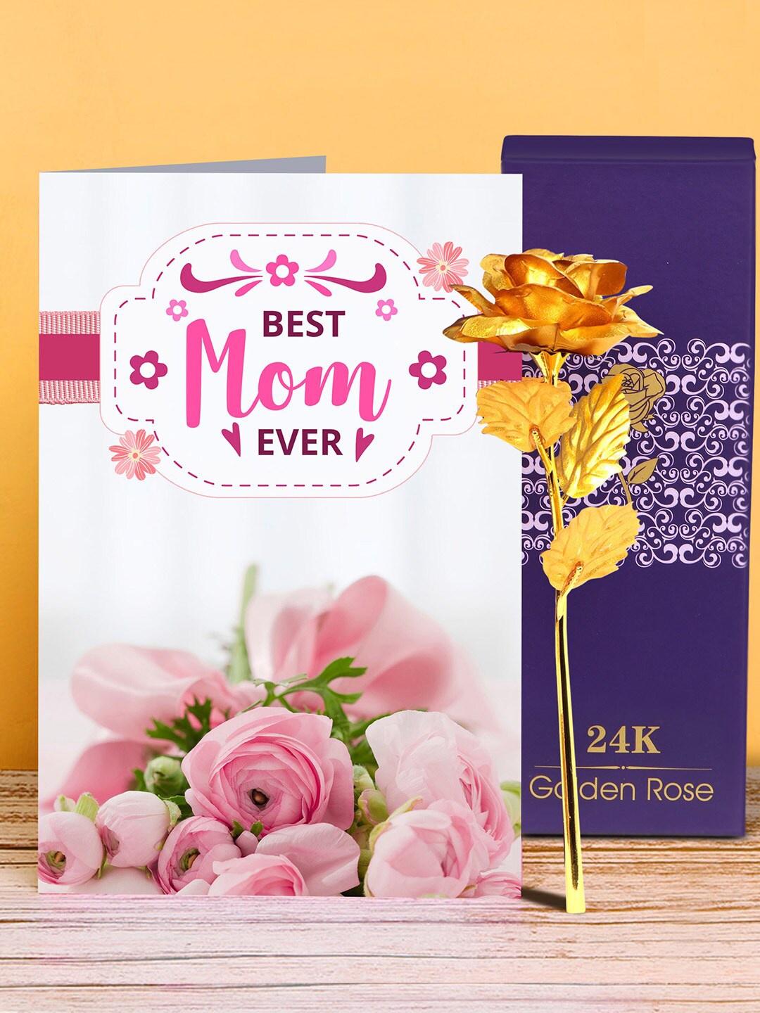 TIED RIBBONS Mothers Day Gift 2-Pieces Printed Greeting Card & Artificial Rose, Gold
TIED RIBBONS Mothers Day Gift 2-Pieces Printed Greeting Card & Artificial Rose, Gold