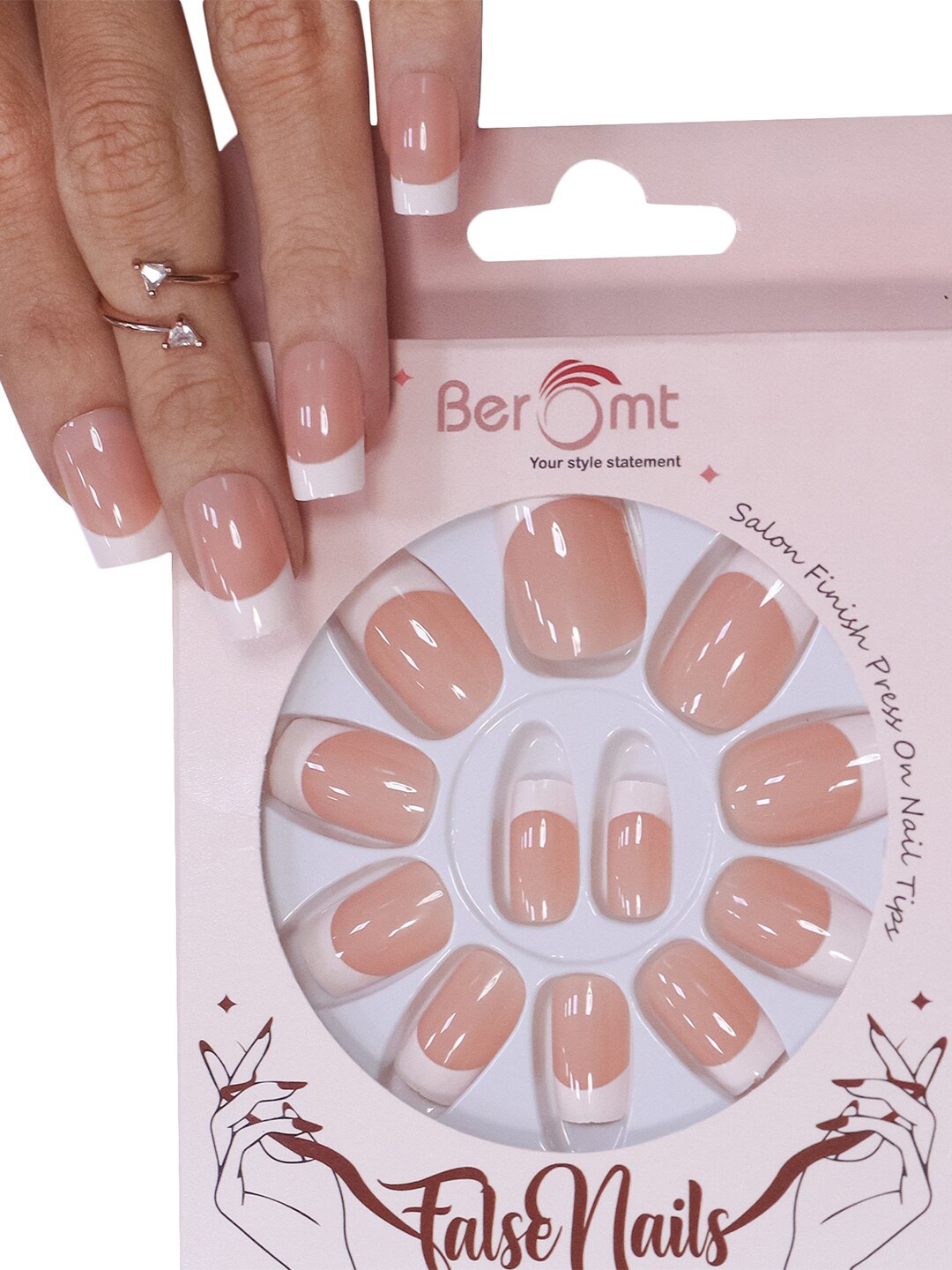 BEROMT 12Pc French Tips Salon Finish Lightweight Press on False Nails Kit - Shade 275, Nude
BEROMT 12Pc French Tips Salon Finish Lightweight Press on False Nails Kit - Shade 275, Nude