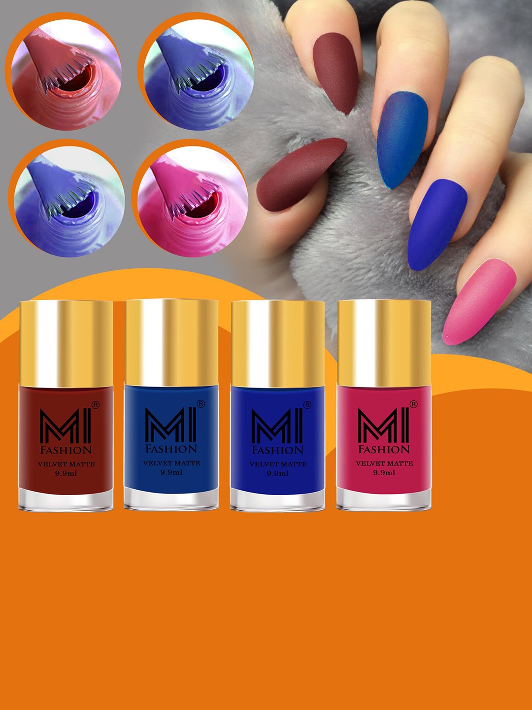 MI FASHION Set of 4 Velvet Matte Long Lasting Vegan Nail Polish - 9.9 ml each, Multi
MI FASHION Set of 4 Velvet Matte Long Lasting Vegan Nail Polish - 9.9 ml each, Multi