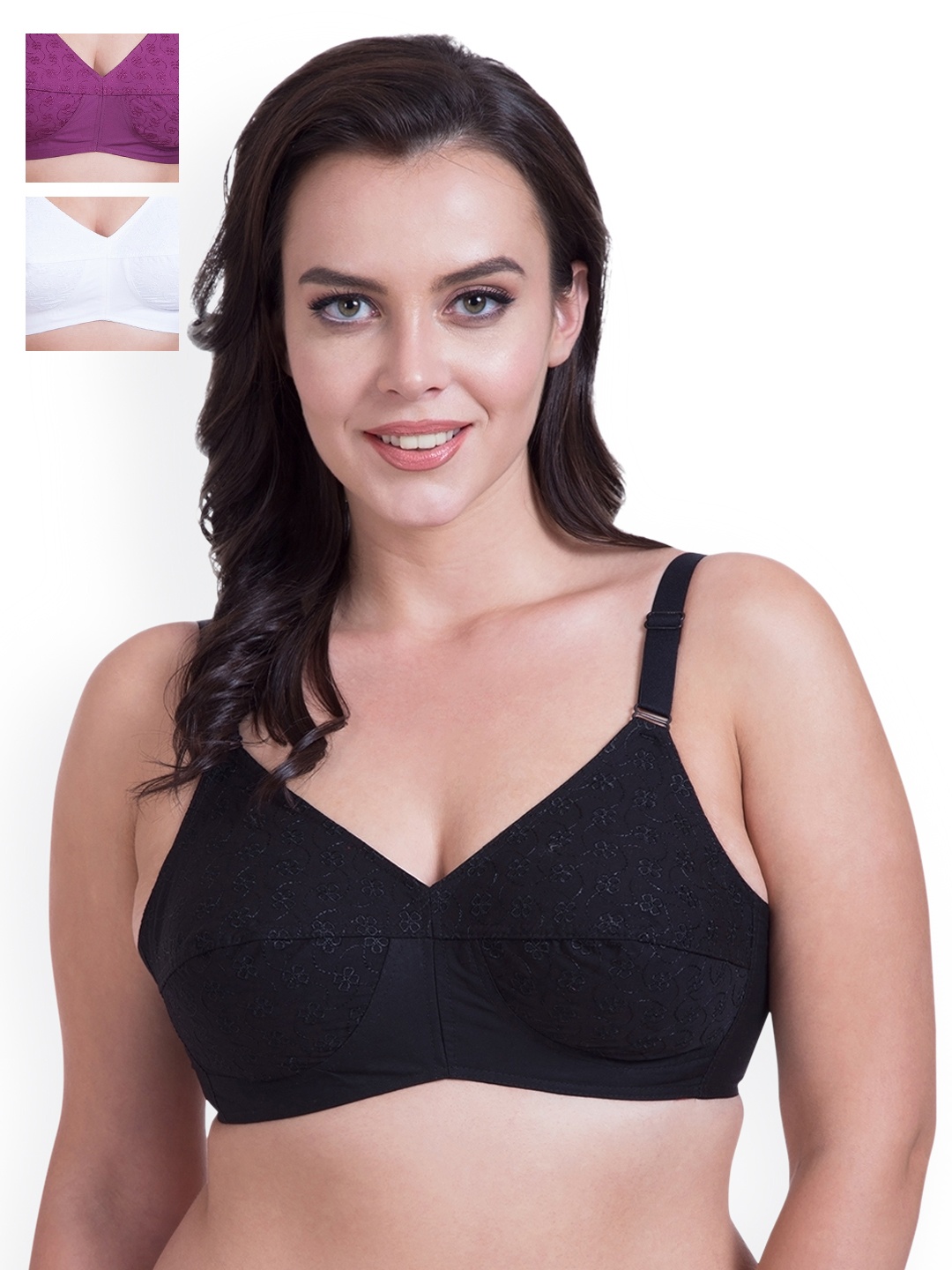 Rajnie Pack of 3 Full-Coverage Everyday Bras, White