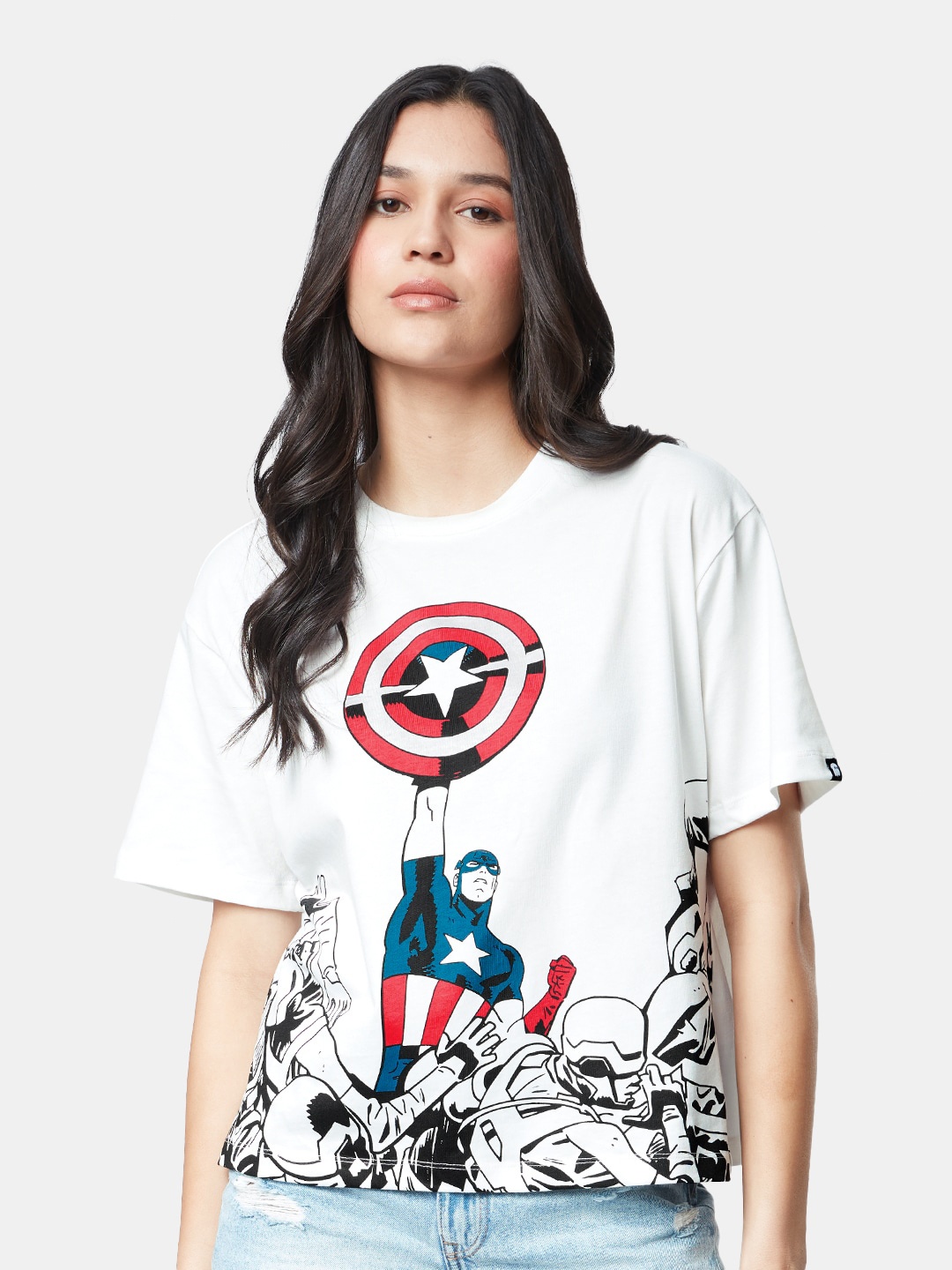 The Souled Store Captain America Printed Pure Cotton Boxy Fit Oversized T-shirt, White
The Souled Store Captain America Printed Pure Cotton Boxy Fit Oversized T-shirt, White