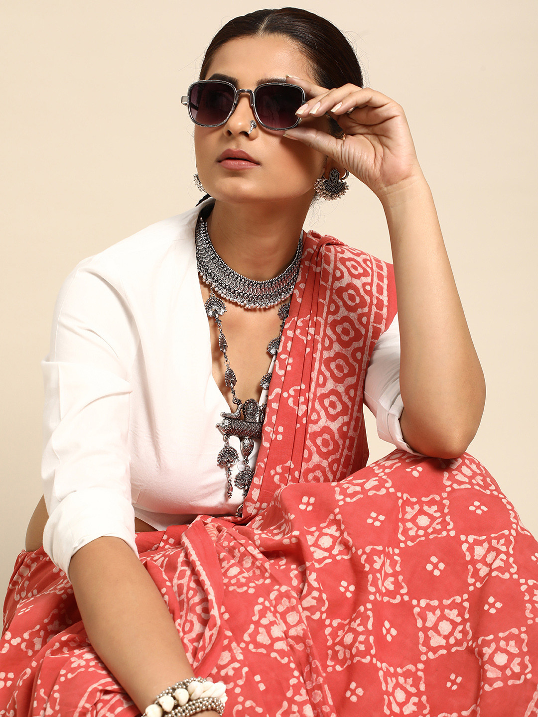 Taavi Ethnic Motifs Printed Pure Cotton Bagru Saree, Pink
Taavi Ethnic Motifs Printed Pure Cotton Bagru Saree, Pink