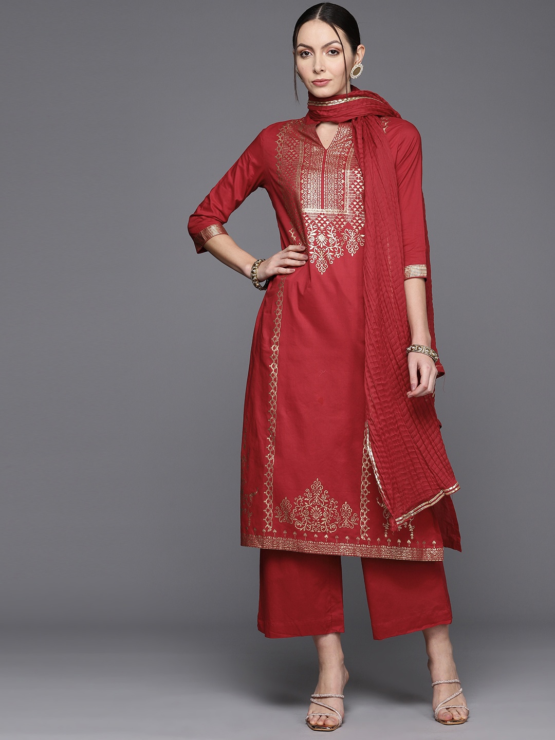Biba Women Ethnic Motifs Printed Regular Pure Cotton Kurta with Trousers & Dupatta, Red
Biba Women Ethnic Motifs Printed Regular Pure Cotton Kurta with Trousers & Dupatta, Red