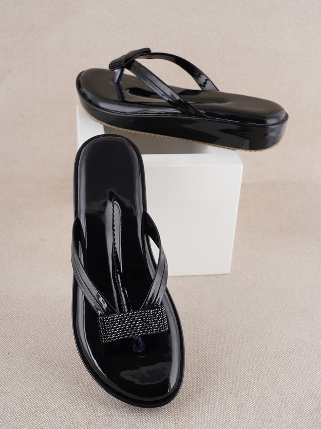 SAPATOS T-Strap Flatform Heels, Black