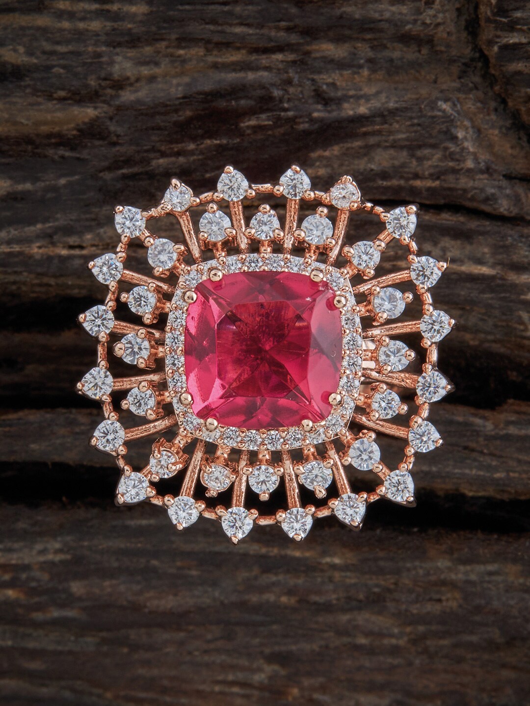 Kushal's Fashion Jewellery Rose Gold-plated CZ Studded Adjustable Finger Ring, Red
Kushal's Fashion Jewellery Rose Gold-plated CZ Studded Adjustable Finger Ring, Red