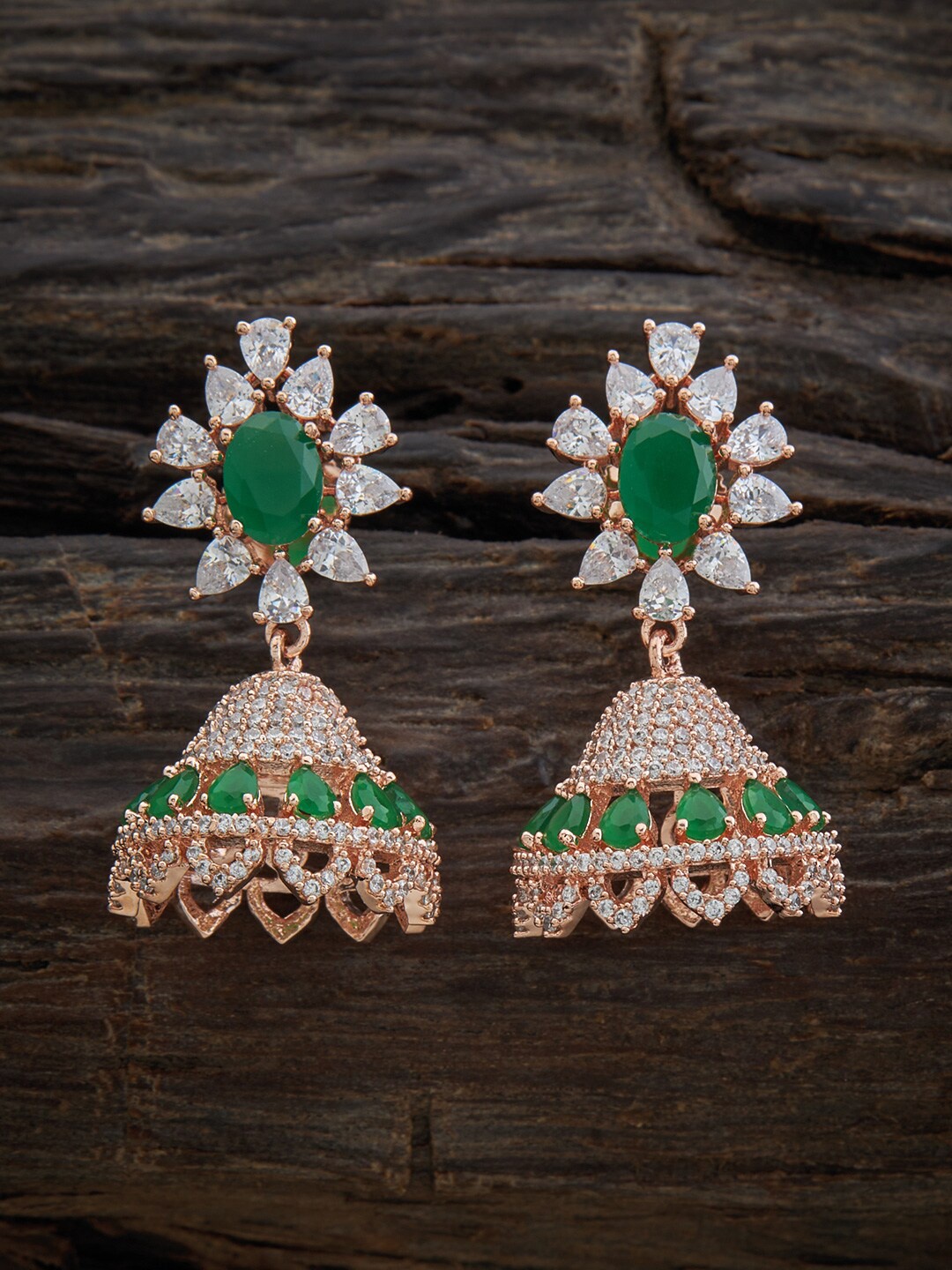 Kushal's Fashion Jewellery Rose Gold Plated Sparkling Cubic Zirconia Contemporary Jhumkas, Green
Kushal's Fashion Jewellery Rose Gold Plated Sparkling Cubic Zirconia Contemporary Jhumkas, Green