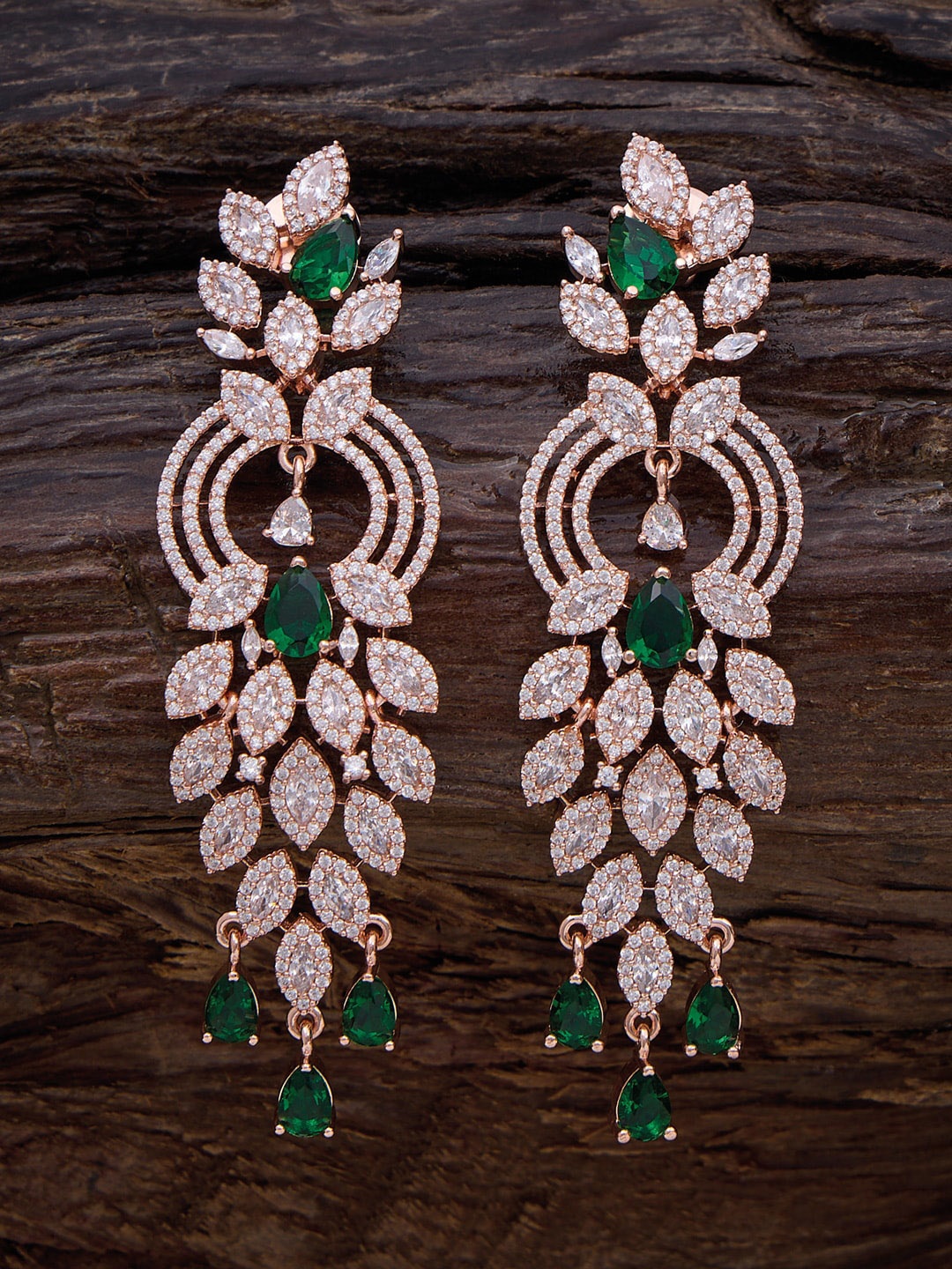 Kushal's Fashion Jewellery Rose Gold-Plated Cubic Zirconia Leaf Shaped Drop Earrings, Green
Kushal's Fashion Jewellery Rose Gold-Plated Cubic Zirconia Leaf Shaped Drop Earrings, Green