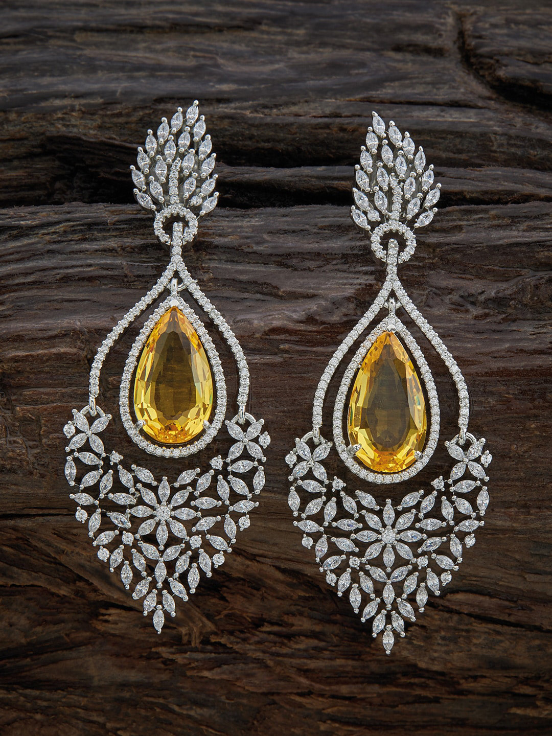 Kushal's Fashion Jewellery Rhodium Plated Cubic Zirconia Teardrop Shaped Drop Earrings, Yellow
Kushal's Fashion Jewellery Rhodium Plated Cubic Zirconia Teardrop Shaped Drop Earrings, Yellow