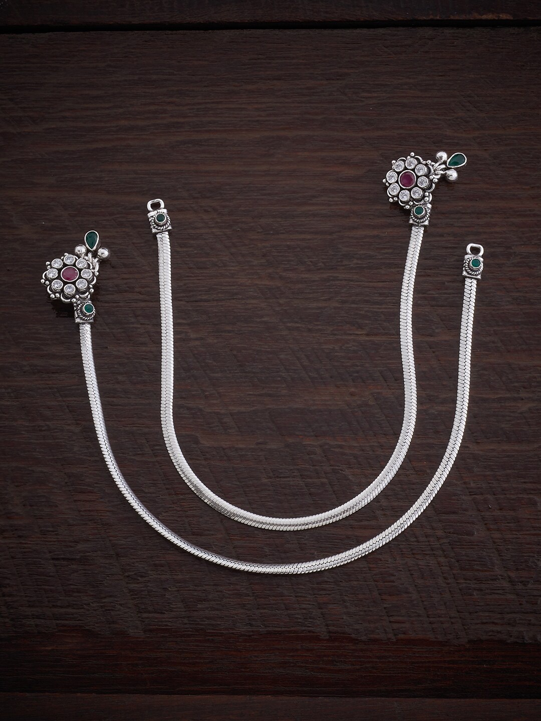 Kushal's Fashion Jewellery 92.5 Pure Silver Set Of 2 Rhodium-plated Stone Studded Anklet, Red
Kushal's Fashion Jewellery 92.5 Pure Silver Set Of 2 Rhodium-plated Stone Studded Anklet, Red