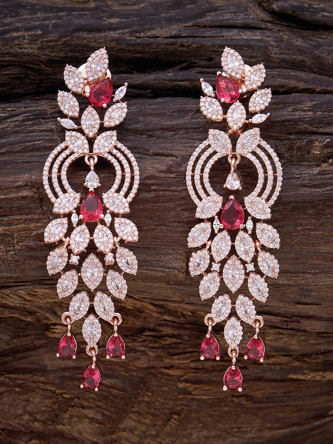 Kushal's Fashion Jewellery Rose Gold-Plated Cubic Zirconia Contemporary Drop Earrings, Red
Kushal's Fashion Jewellery Rose Gold-Plated Cubic Zirconia Contemporary Drop Earrings, Red