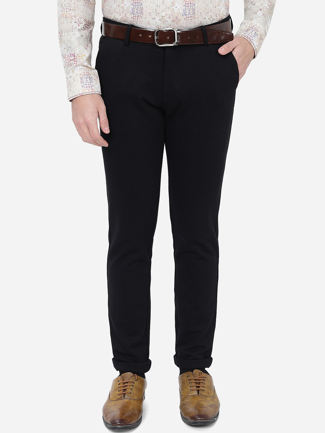 JB STUDIO Men Slim Fit Cotton Formal Trousers, Black 
JB STUDIO Men Slim Fit Cotton Formal Trousers, Black