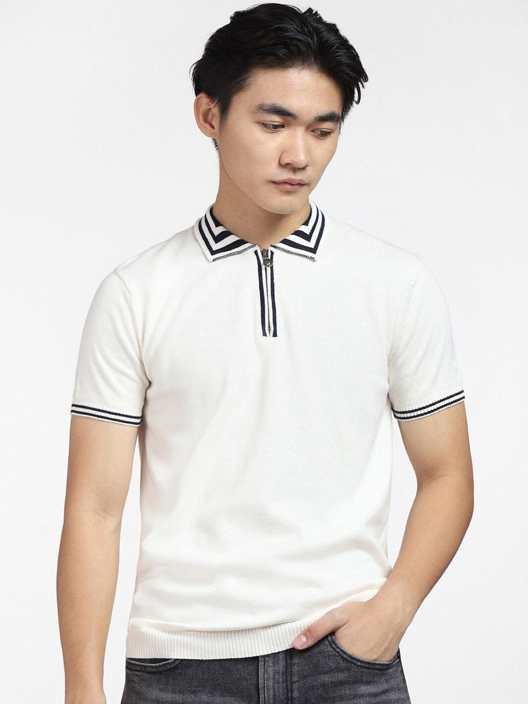 Jack & Jones Polo Collar Cotton Casual T-shirt, White 
Jack & Jones Polo Collar Cotton Casual T-shirt, White