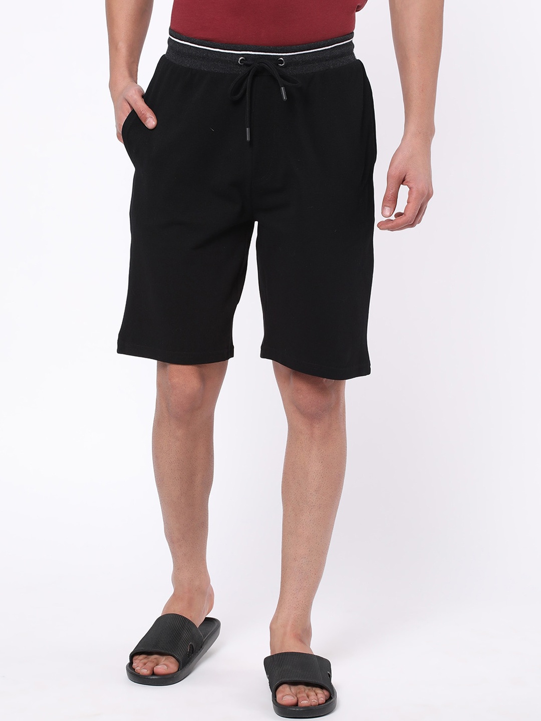 R&B Men High-Rise Cotton Shorts, Black