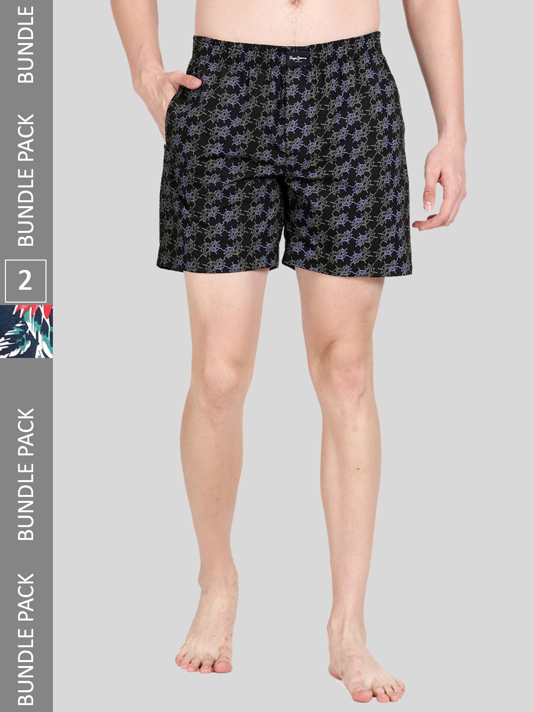 Pepe Jeans Pack Of 2 All Over Printed Relaxed-Fit Pure Cotton Boxers 8904311376910, Black
Pepe Jeans Pack Of 2 All Over Printed Relaxed-Fit Pure Cotton Boxers 8904311376910, Black