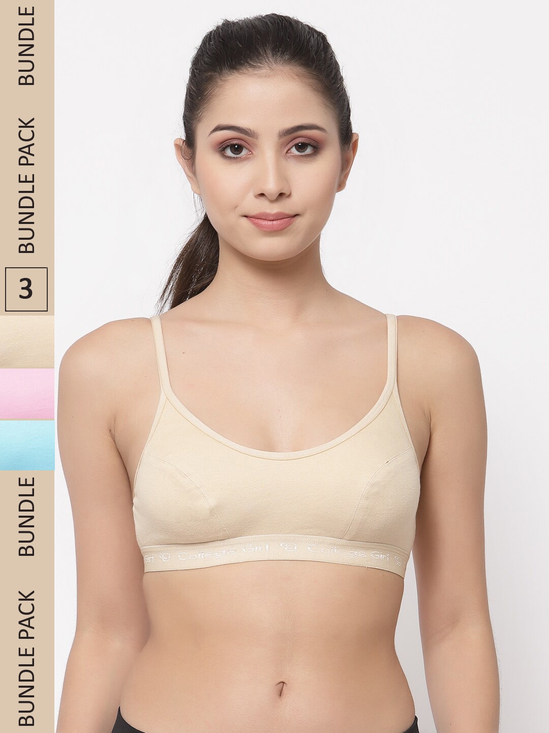 College Girl Pack of 3 Non-Padded Non-Wired All Day Comfort Cottton Sports Bra, Nude
College Girl Pack of 3 Non-Padded Non-Wired All Day Comfort Cottton Sports Bra, Nude