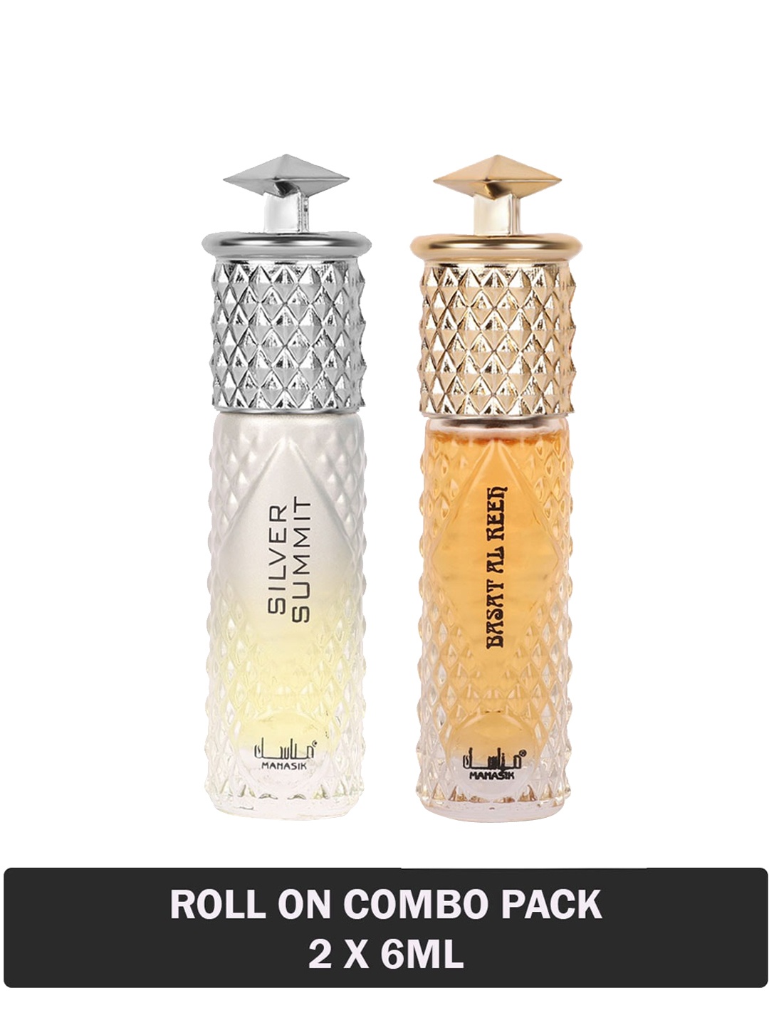 MANASIK Men Set of Silver Summit & Basat Al Reeh Long Lasting Attars - 6 ml Each, Yellow
MANASIK Men Set of Silver Summit & Basat Al Reeh Long Lasting Attars - 6 ml Each, Yellow