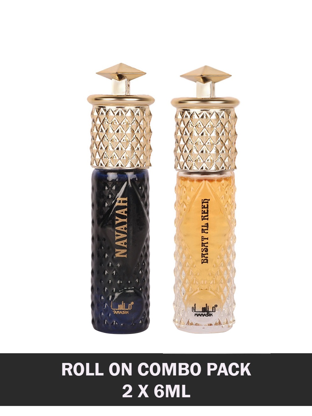 MANASIK Set Of 2 Long Lasting Attars 6 ml Each - Navayah & Basat Al Reeh, Transparent
MANASIK Set Of 2 Long Lasting Attars 6 ml Each - Navayah & Basat Al Reeh, Transparent