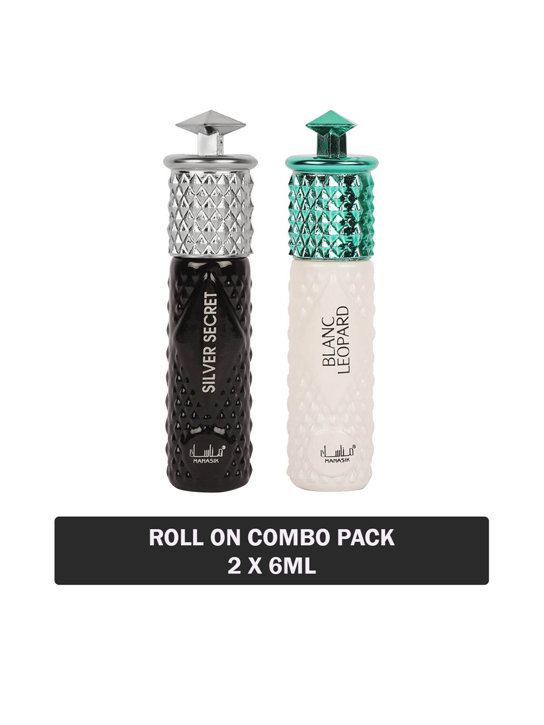 MANASIK Men Set Of 2 Long Lasting Attars - 6 ml Each - Silver Secret & Blanc Leopard, Multi
MANASIK Men Set Of 2 Long Lasting Attars - 6 ml Each - Silver Secret & Blanc Leopard, Multi