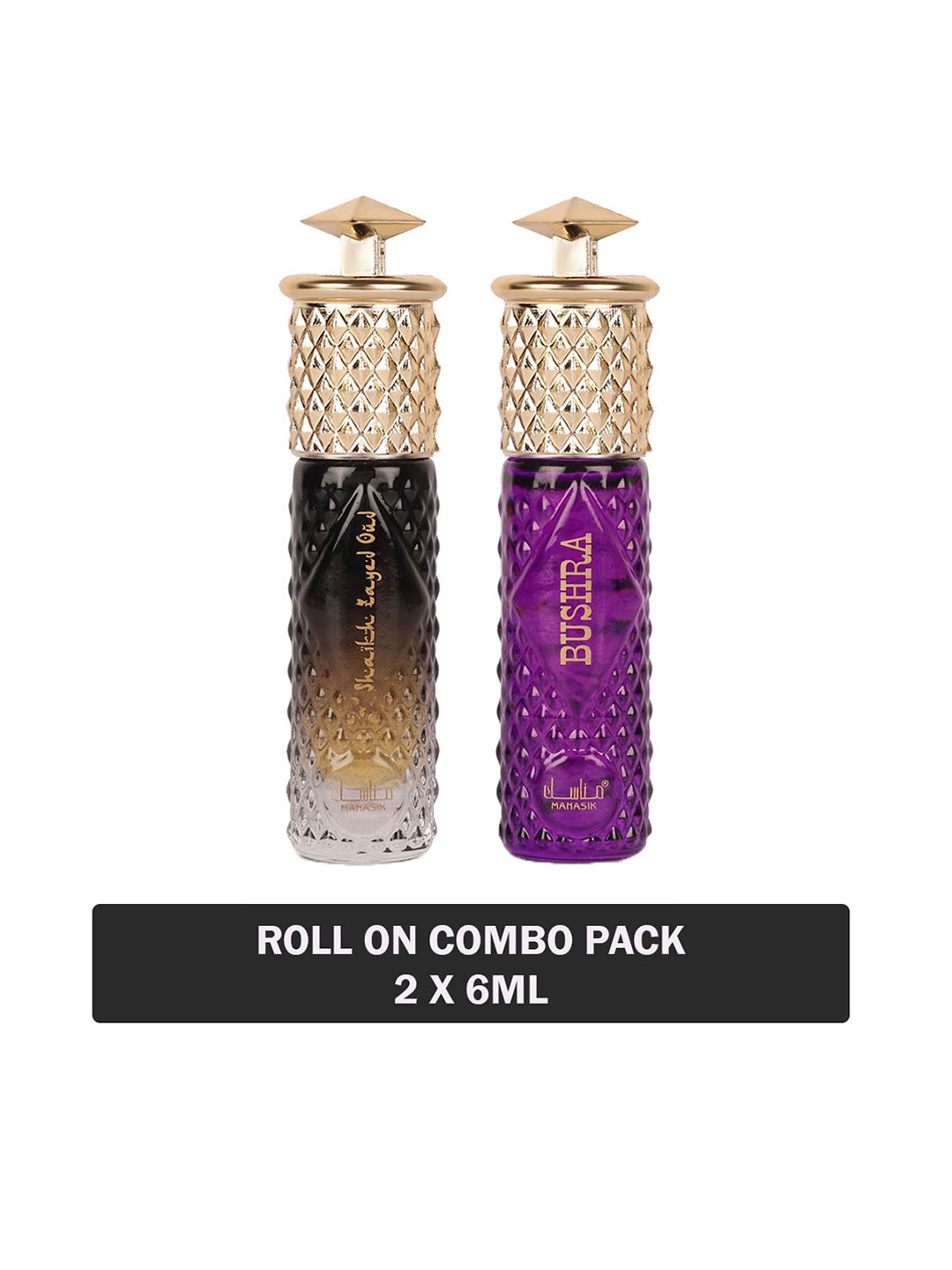MANASIK Set Of 2 Long-Lasting Roll-On Attars 6ml Each- Shaikh Zayed Oud & Bushra, Purple
MANASIK Set Of 2 Long-Lasting Roll-On Attars 6ml Each- Shaikh Zayed Oud & Bushra, Purple