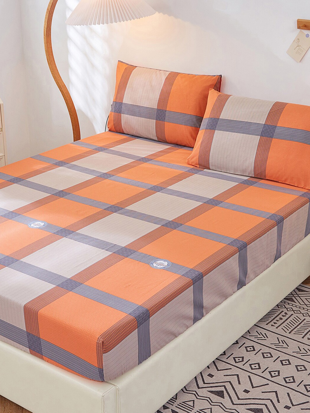 JC Collection Orange & Blue Geometric 200 TC Pure Cotton Queen Bedsheet & 2 Pillow Covers
JC Collection Orange & Blue Geometric 200 TC Pure Cotton Queen Bedsheet & 2 Pillow Covers