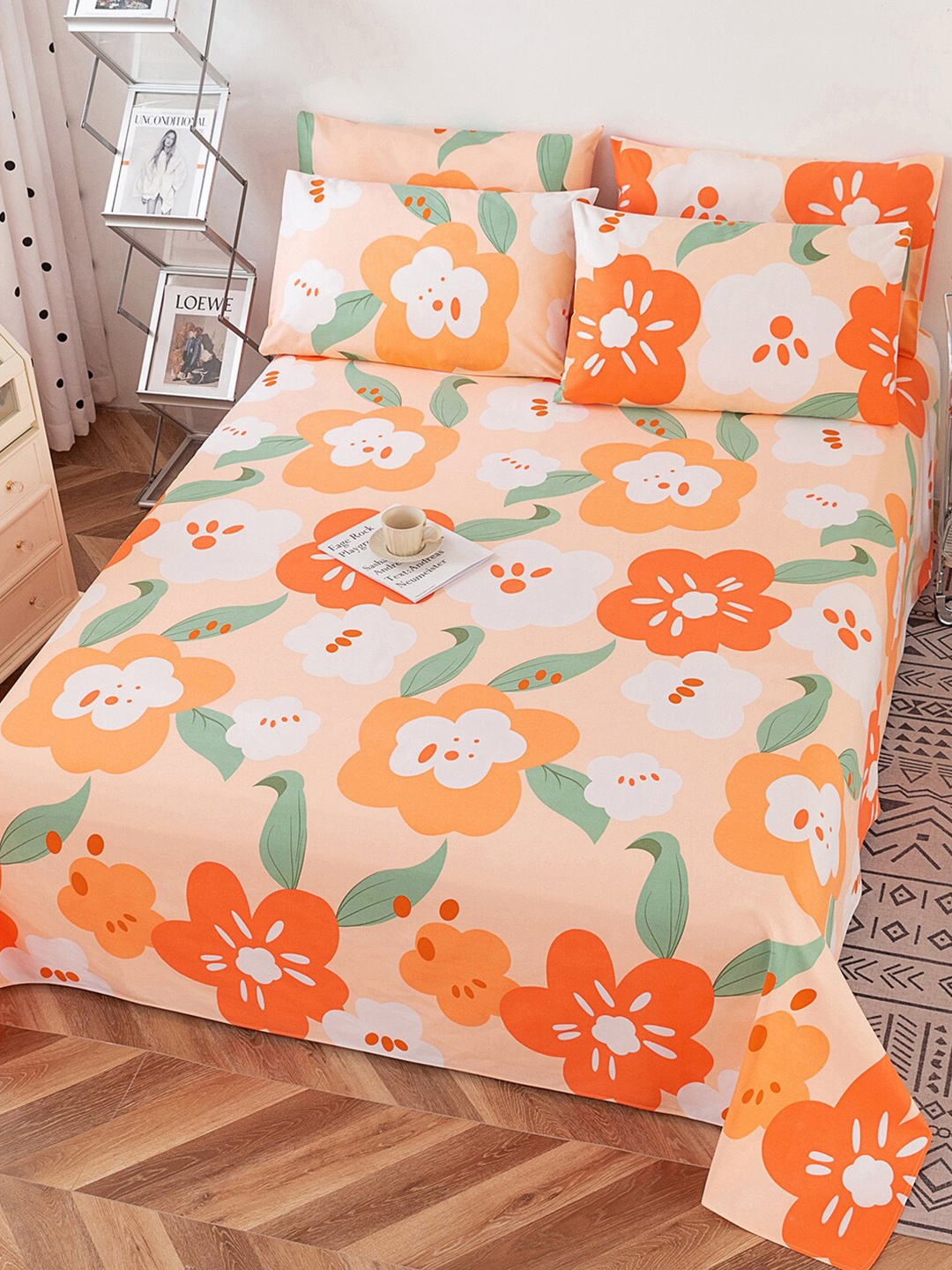 JC Collection Orange & White Floral Printed 220 TC Cotton King Bedsheet & Pillow Covers
JC Collection Orange & White Floral Printed 220 TC Cotton King Bedsheet & Pillow Covers