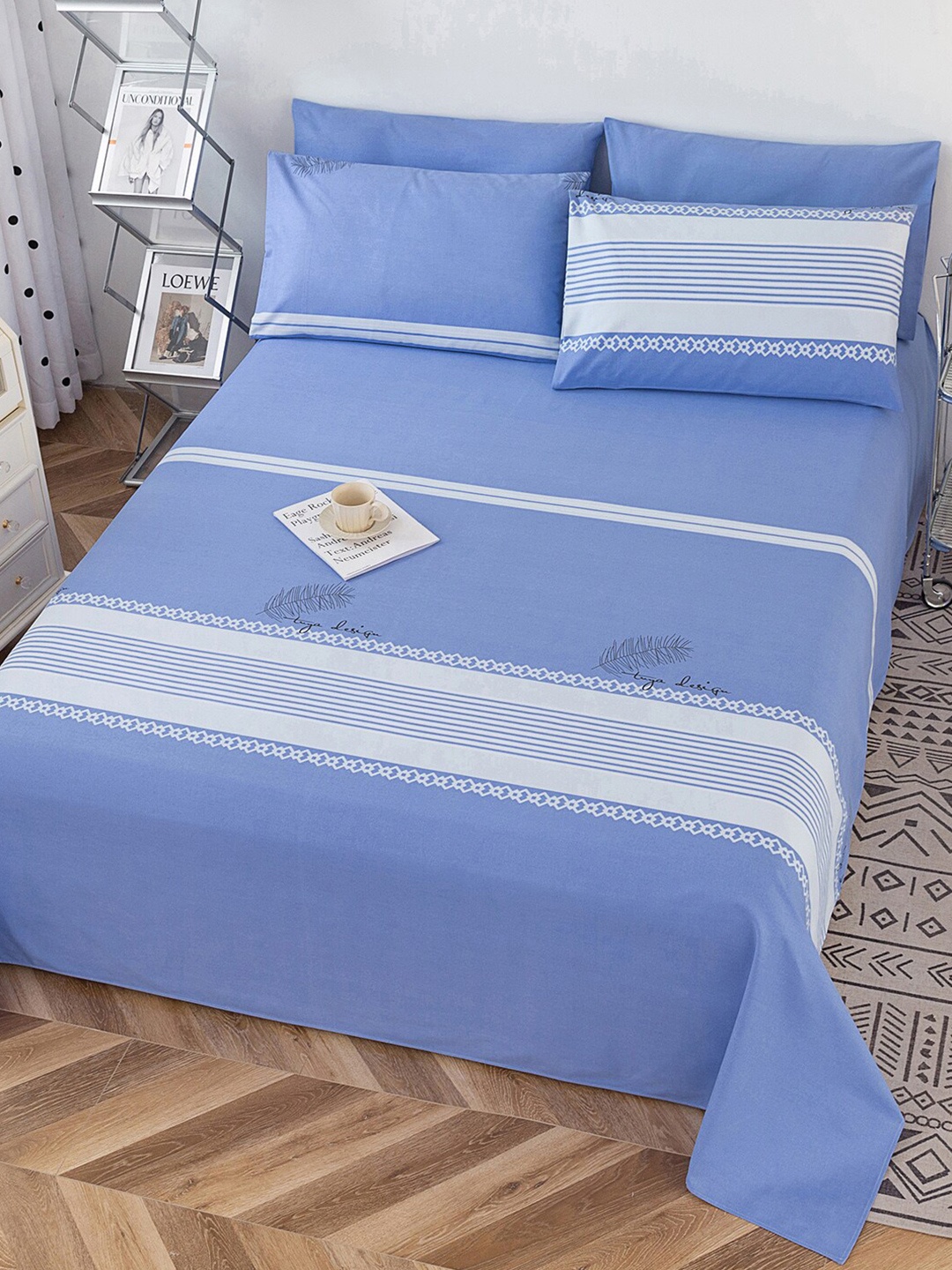 JC Collection Blue & White Striped 220 TC Pure Cotton King Bedsheet With 2 Pillow Covers
JC Collection Blue & White Striped 220 TC Pure Cotton King Bedsheet With 2 Pillow Covers