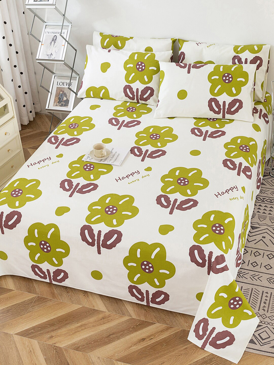 JC Collection Green & Off White Floral 220 TC Pure Cotton King Bedsheet & 2 Pillow Covers
JC Collection Green & Off White Floral 220 TC Pure Cotton King Bedsheet & 2 Pillow Covers
